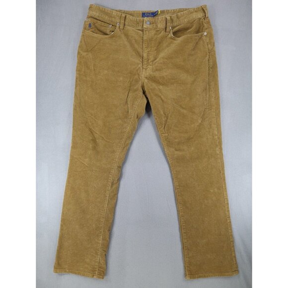 Polo Ralph Lauren Varick Slim Straight Corduroy‎ pants 40x32 Tan Khaki - Picture 1 of 11